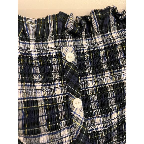 Petersyn 'Blaine' Dover Check Off-the-Shoulder Peplum Top M Plaid Academia Boho - Picture 8 of 11